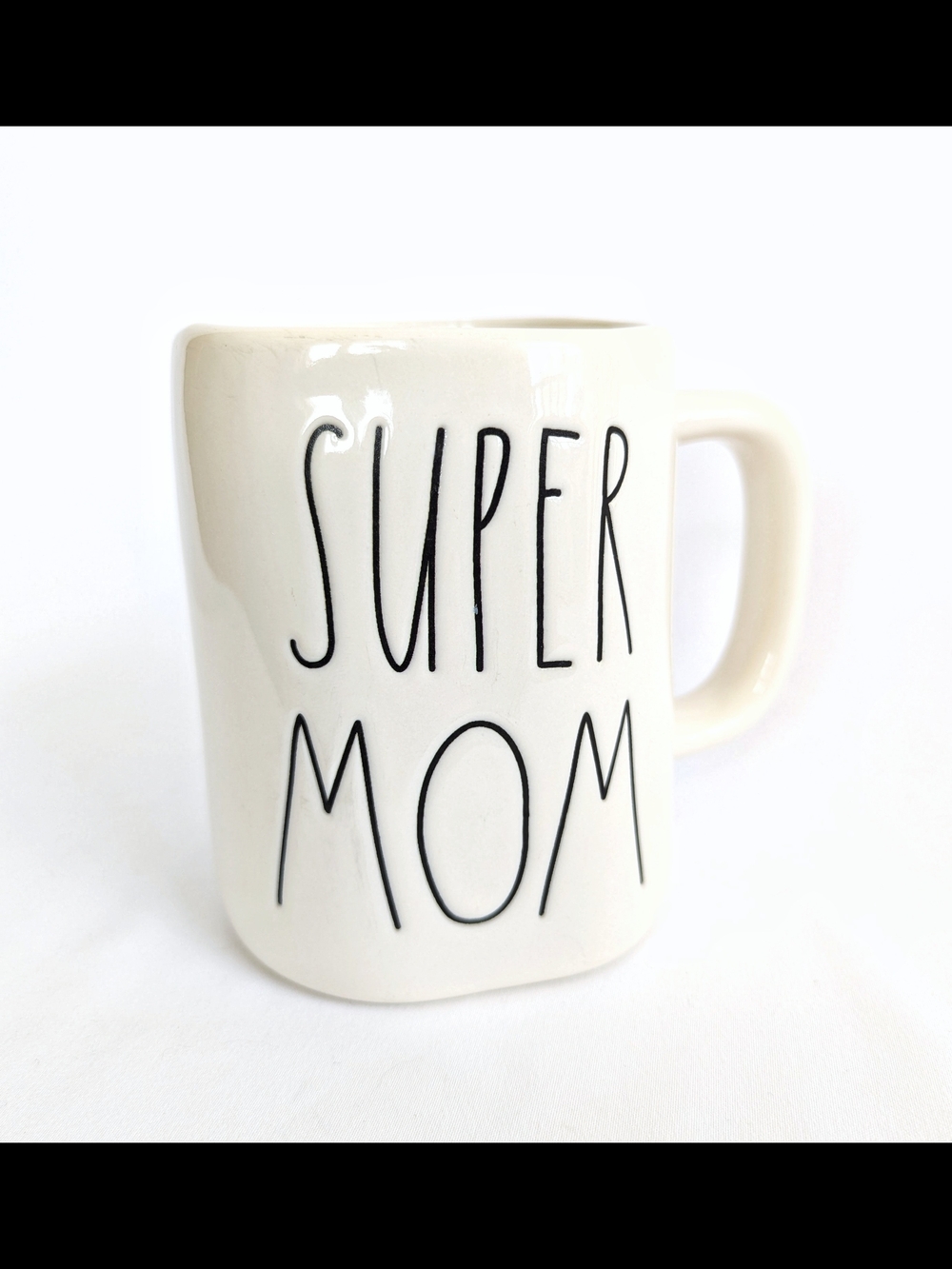Rae Dunn 'SUPER MOM' Cream Ceramic Mug